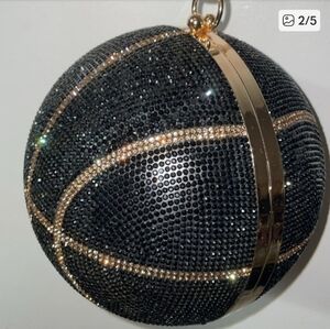La Miel Swarovski Basketball Handbag Clutch Ring Handle NWT
